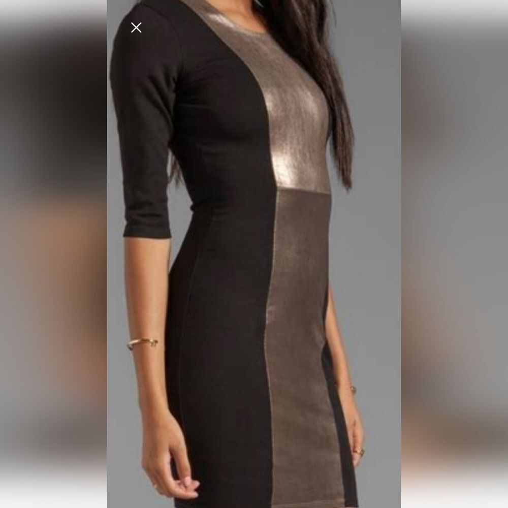 GORGEOUS MASON NWT Black Gold Sheath Dress